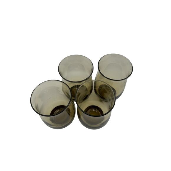 Vintage Dominion Glass Smoky Brown Tulip Drinking Glasses Set of 4 - Picture 2 of 3